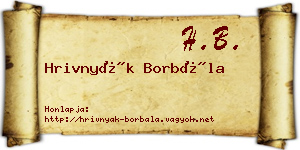 Hrivnyák Borbála névjegykártya